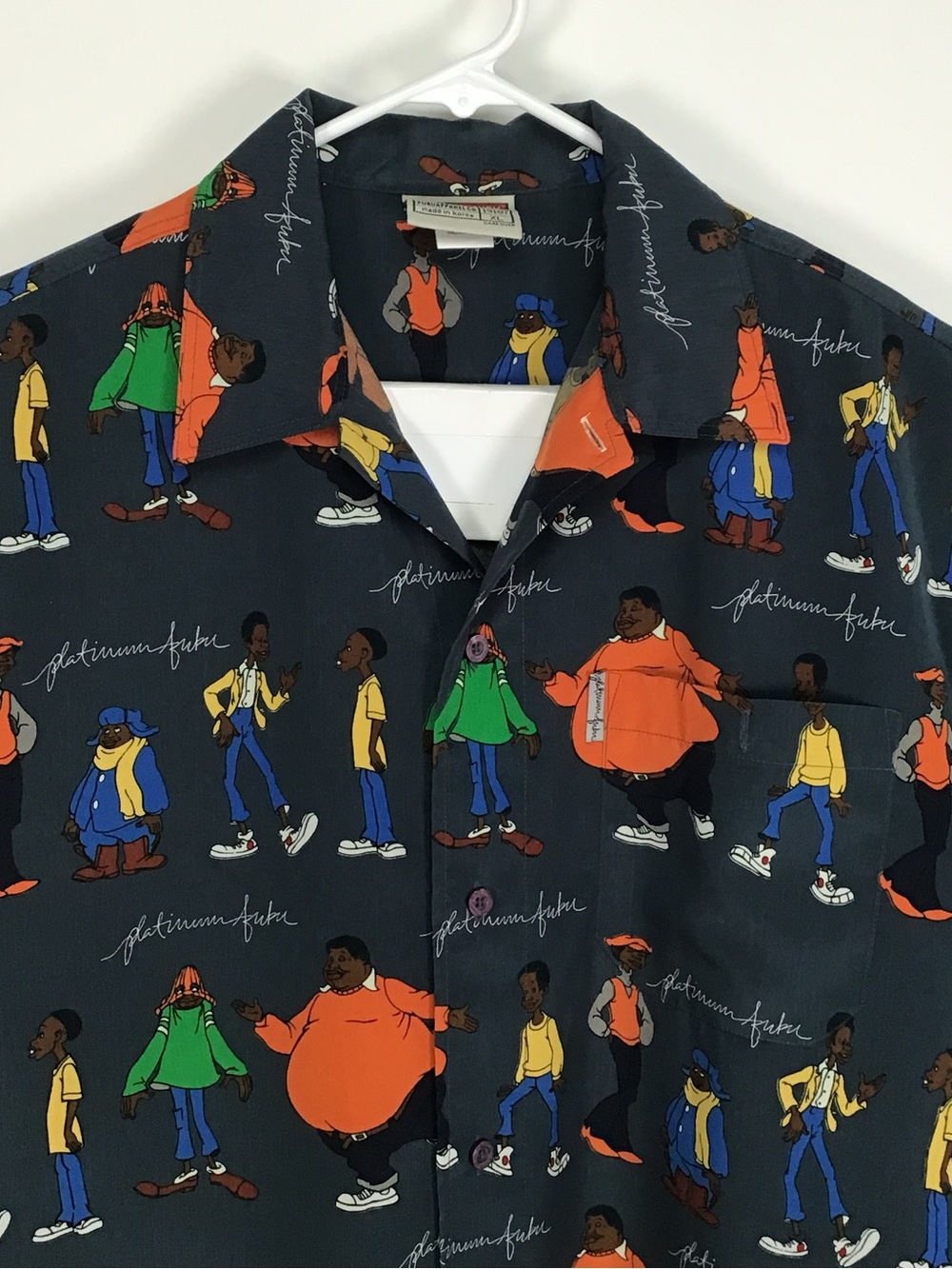 Vintage Platinum FUBU men’s Fat Albert short sleeve button up shirt XL - Picture 2 of 9